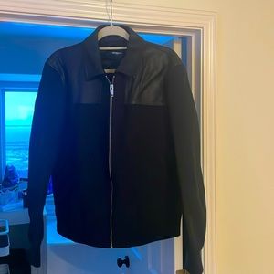 The Kooples L/XL Men’s black leather & canvas jacket Paris XL